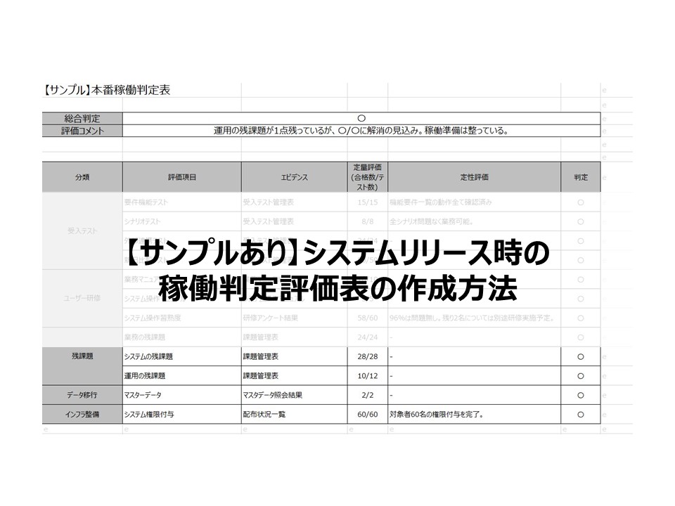 サンプルあり システム 業務リリース判定チェックリストの作成方法について Itコンサルタント わさおのブログ